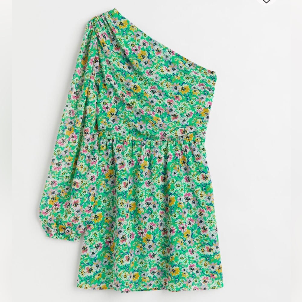 One Shoulder Floral Ditsy Dress